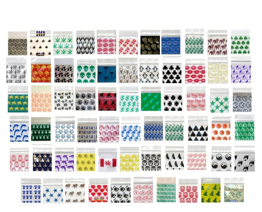 Apple 1010 Pattern Design Plastic Ziplock Baggies (1,000 Bags)
