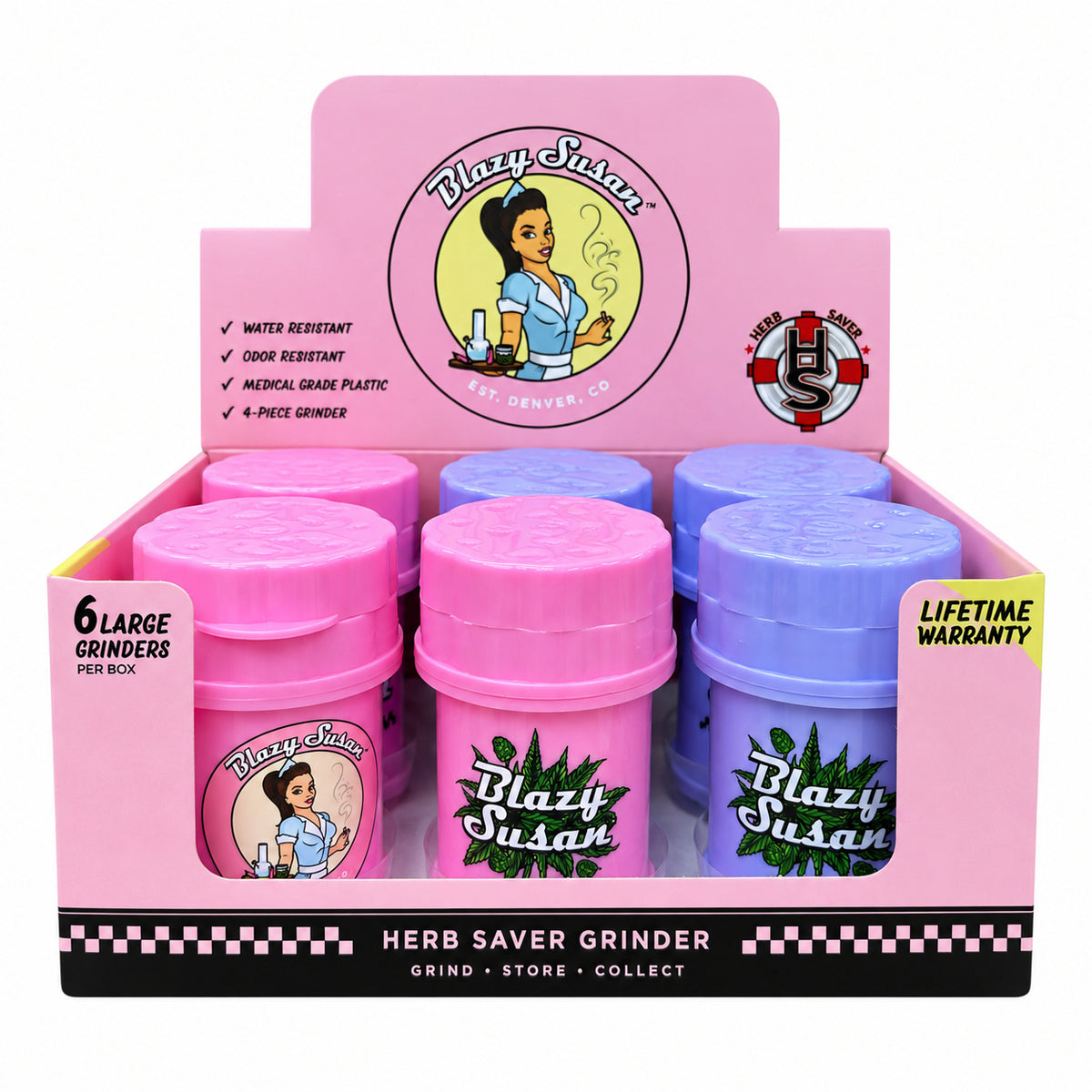 Blazy Susan 6 Large 4-piece Herb Saver Grinders