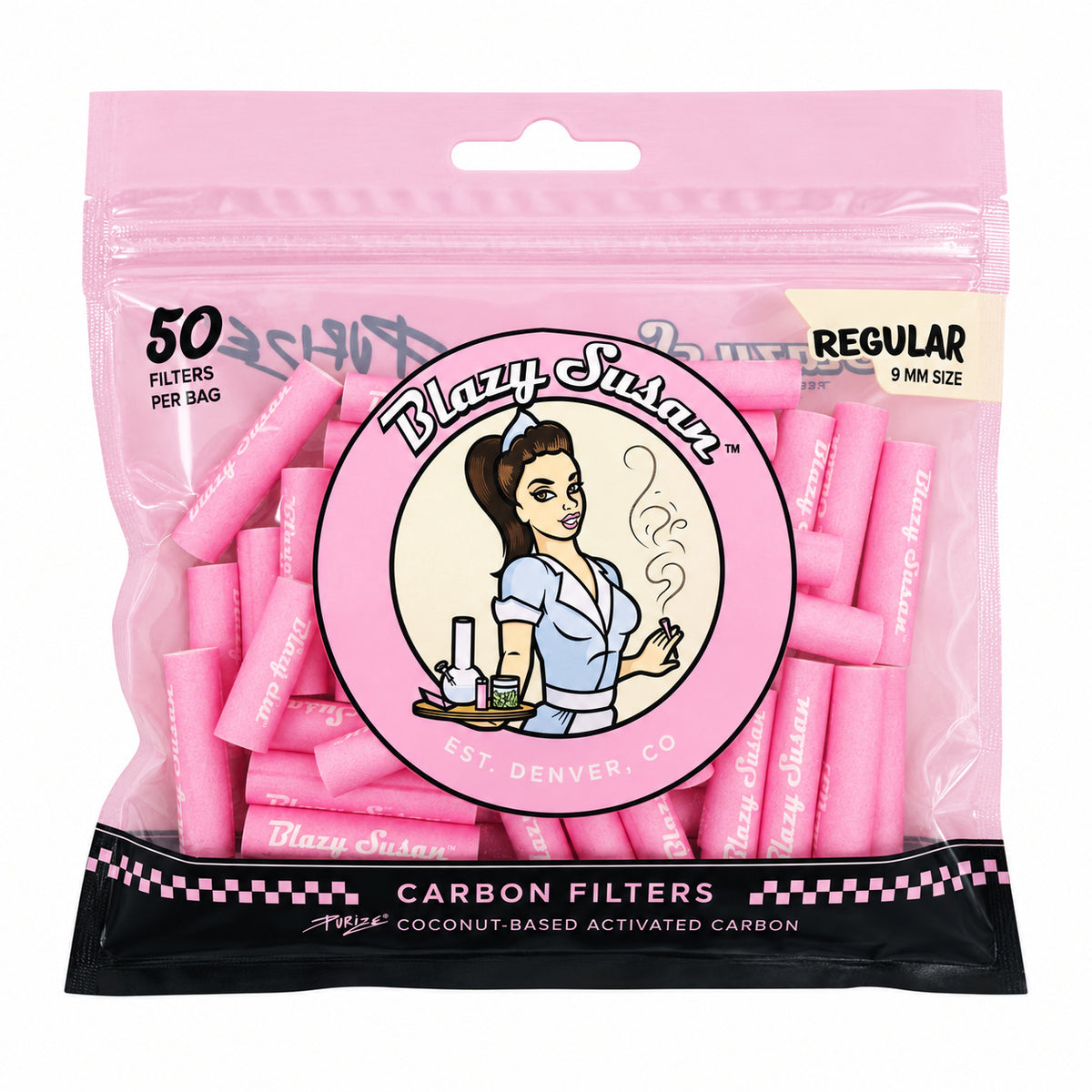 Blazy Susan Pink Filter Tips Regular 9MM 50ct