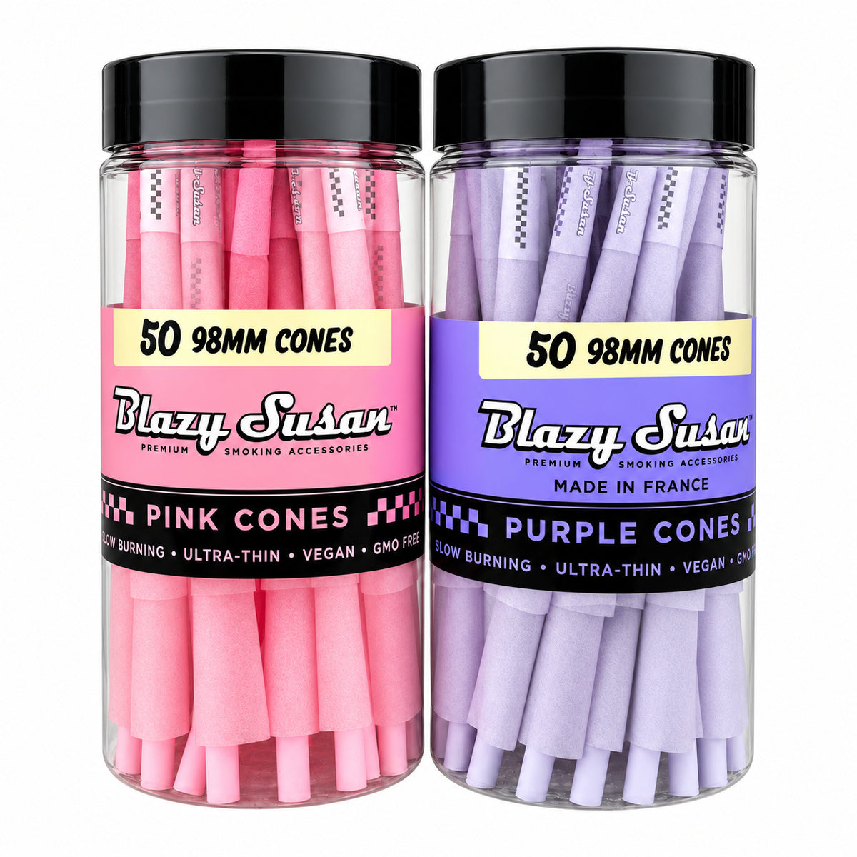 Blazy Susan Pink 98mm Cones 50ct Jar