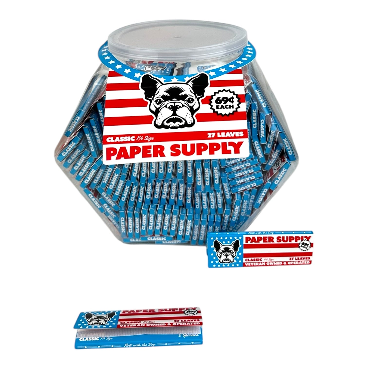 Paper Supply 1 1/4 size Rolling Papers 27 leaves / Pack 100ct Jar