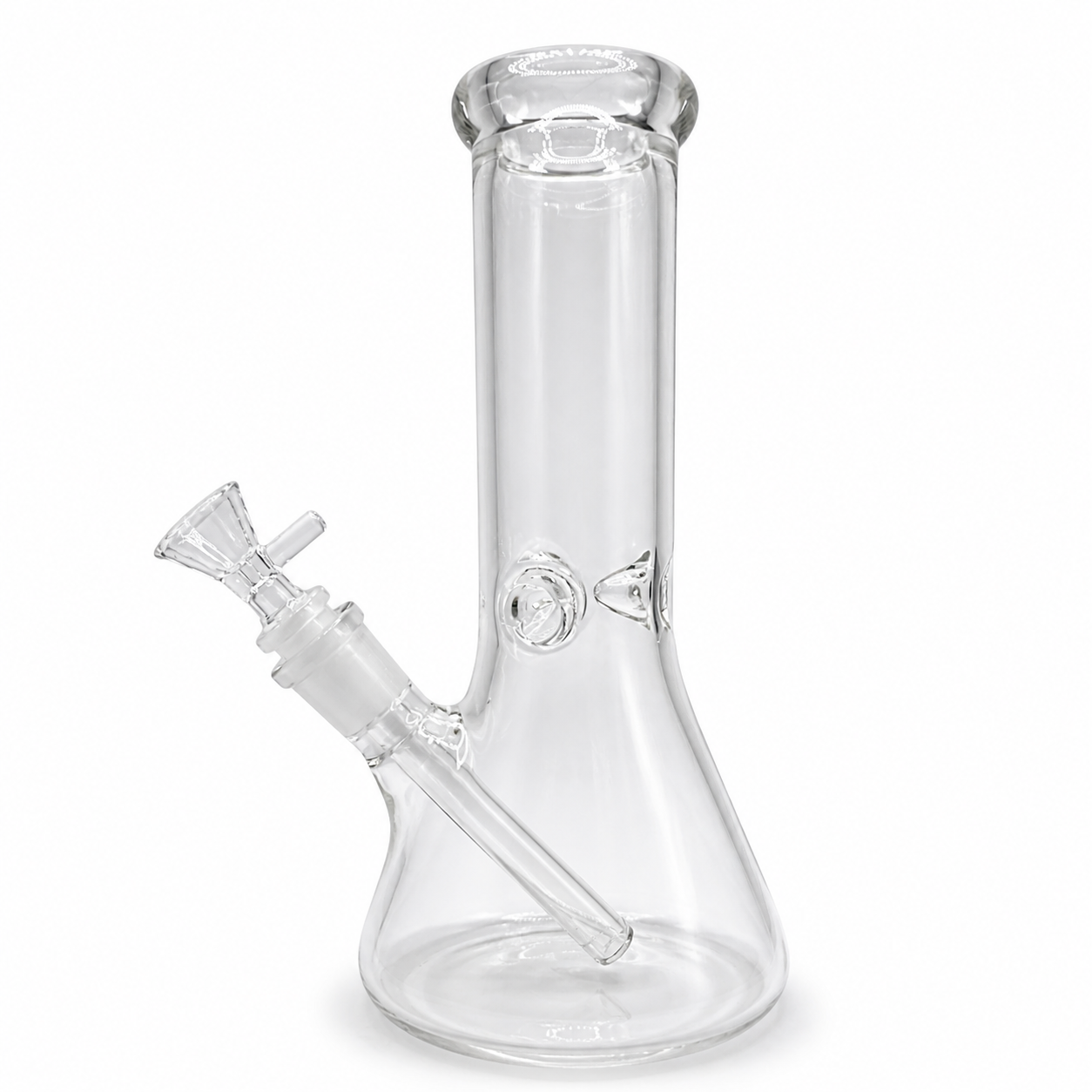 10" Clear 5mm Glass on Glass Water Pipe Beaker - 24/Cs