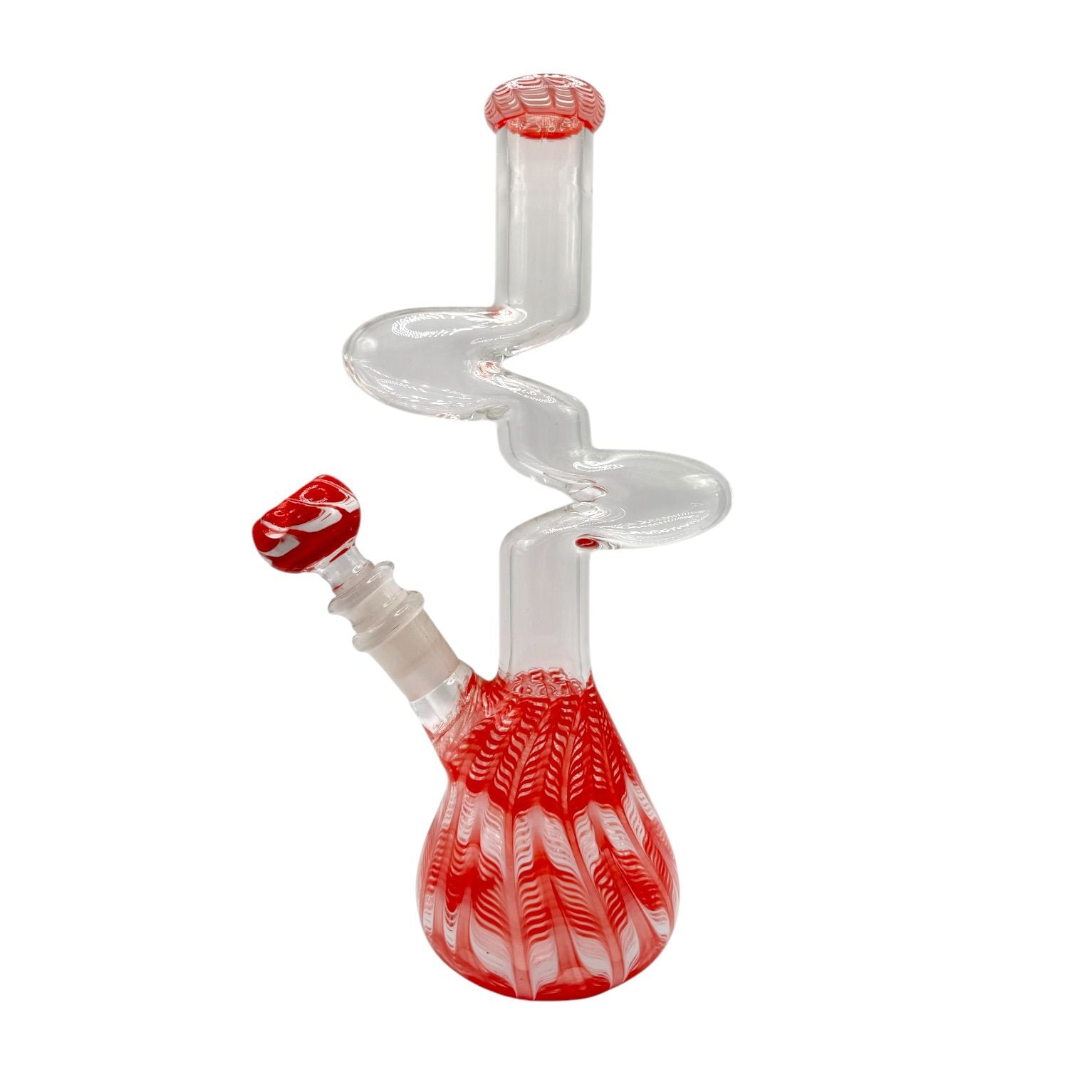 10" Glass on Glass Zig Zag Color Base Water Pipe 25/MC