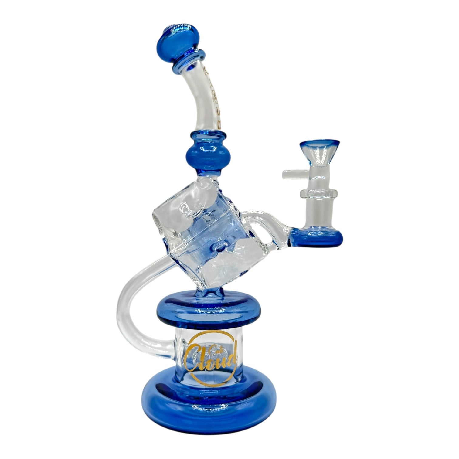10" Cali Cloud Cube Bent Neck Water Pipe "WP102"