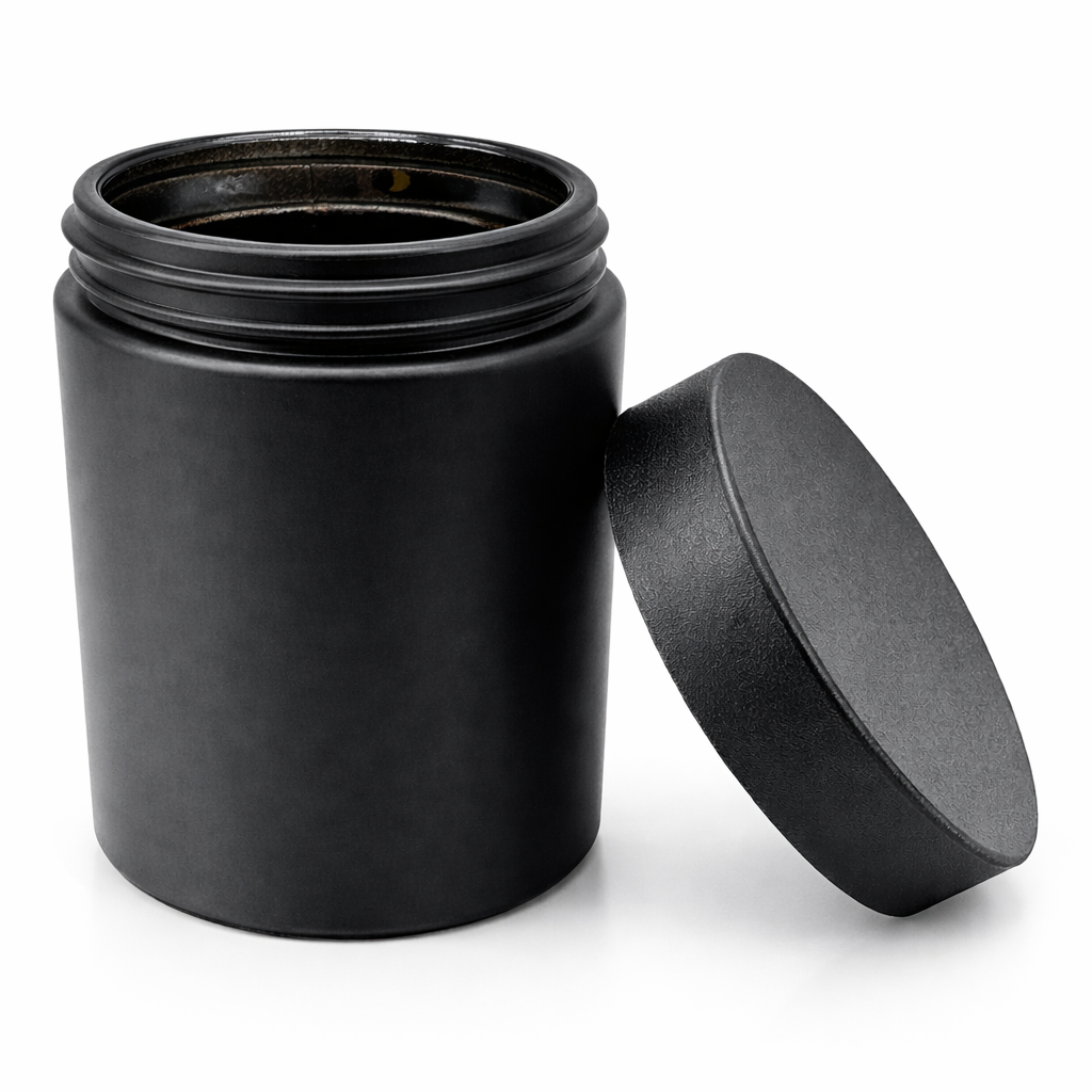 120mL (4oz.) Black Plastic Top Matte Black Glass Jar Container