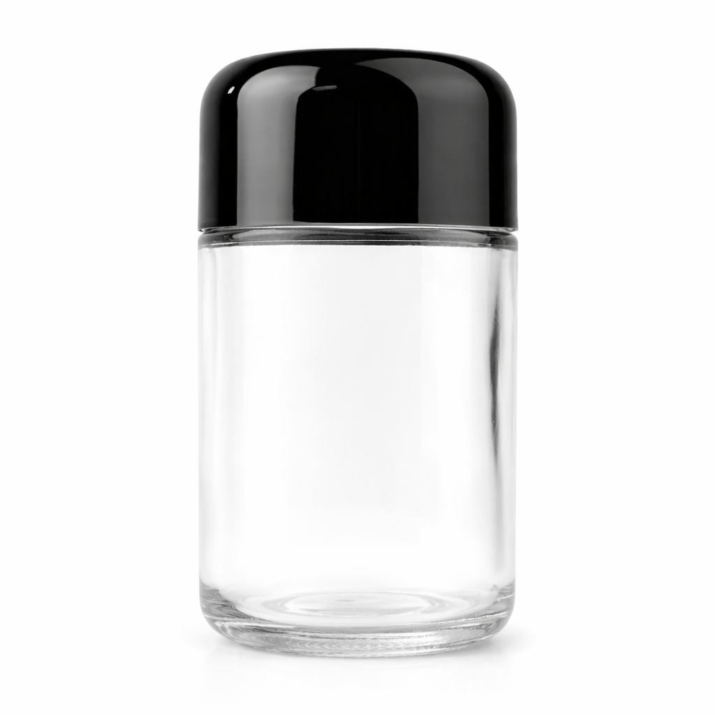 120ml (4oz) Round (Bullet) Child Resistant Jar with Black Cap