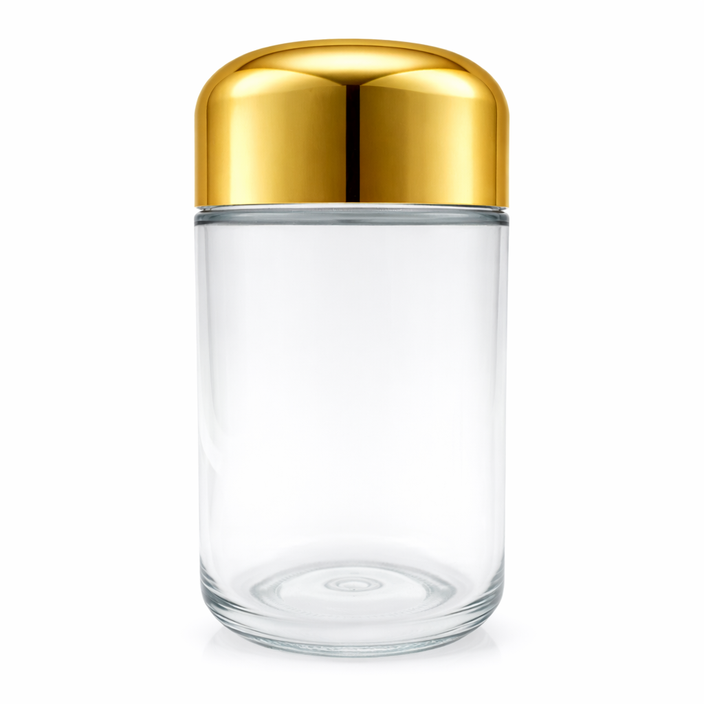 120ml (4oz) Round (Bullet) Child Resistant Jar with Gold Cap