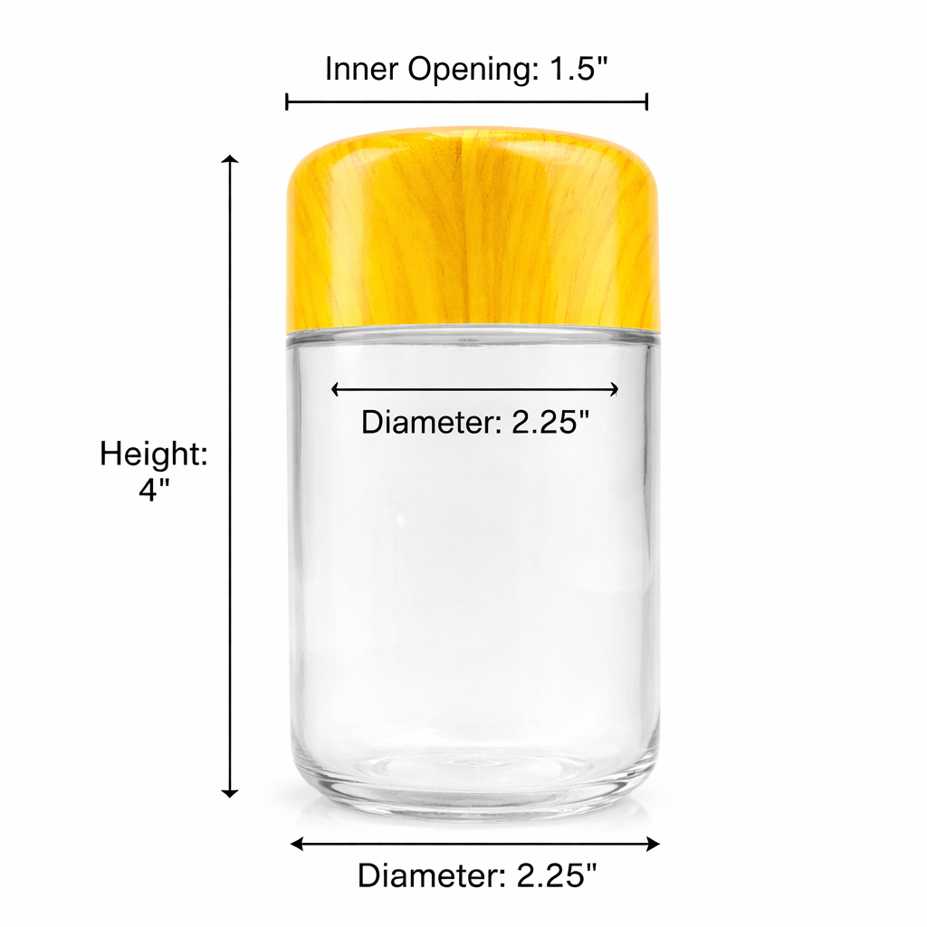 120ml (4oz) Round (Bullet) Child Resistant Jar with Wood Grain Cap