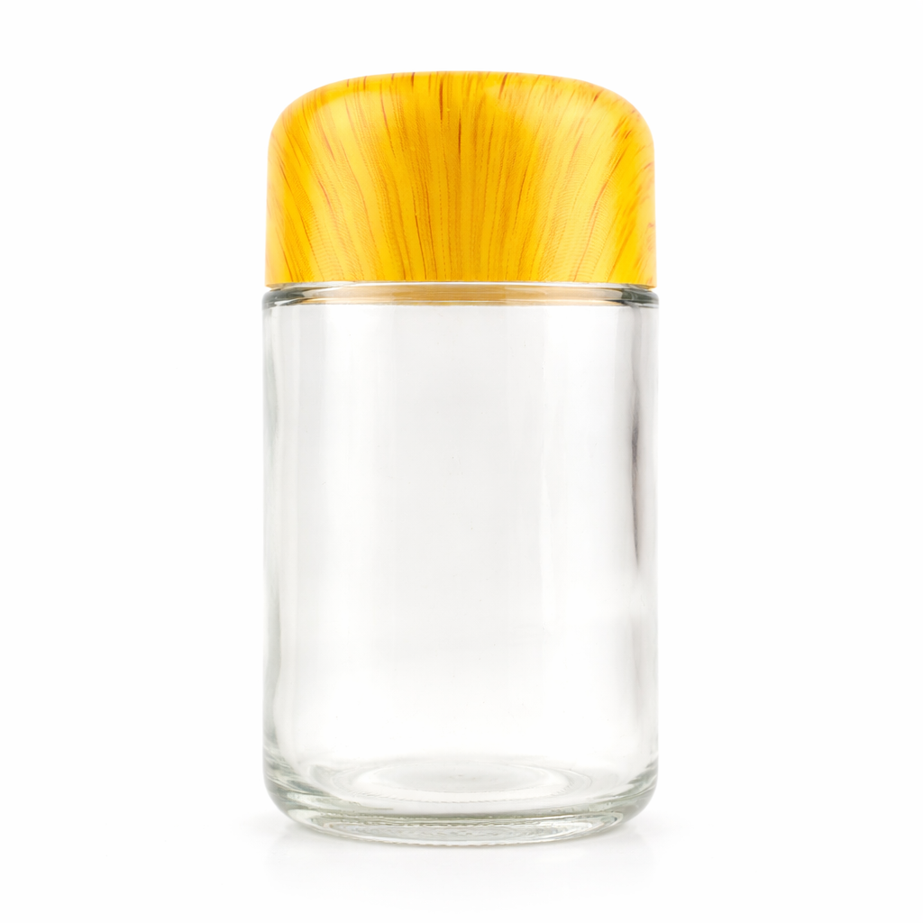 120ml (4oz) Round (Bullet) Child Resistant Jar with Wood Grain Cap