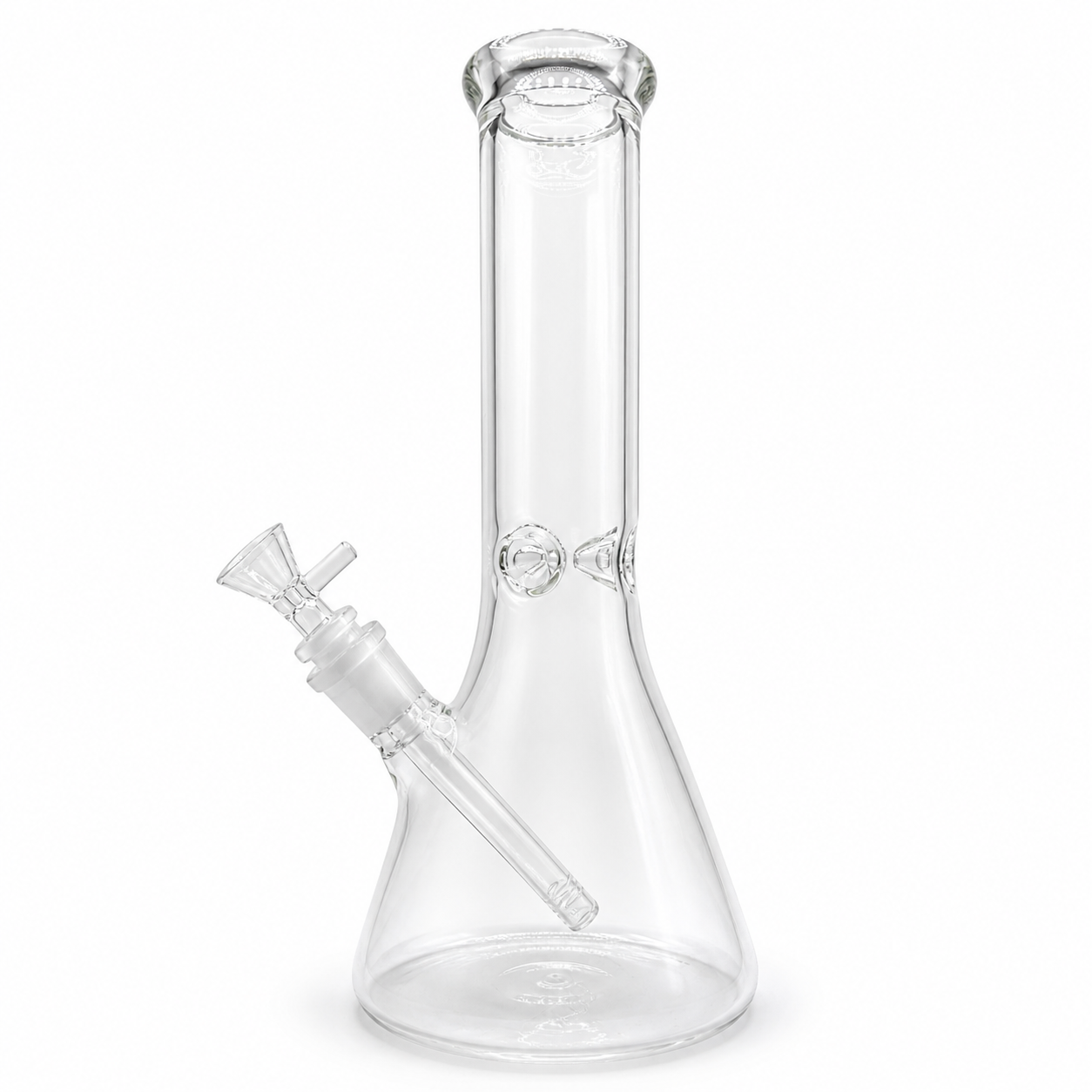 12" Clear 5mm Glass on Glass Water Pipe Beaker - 24/Cs