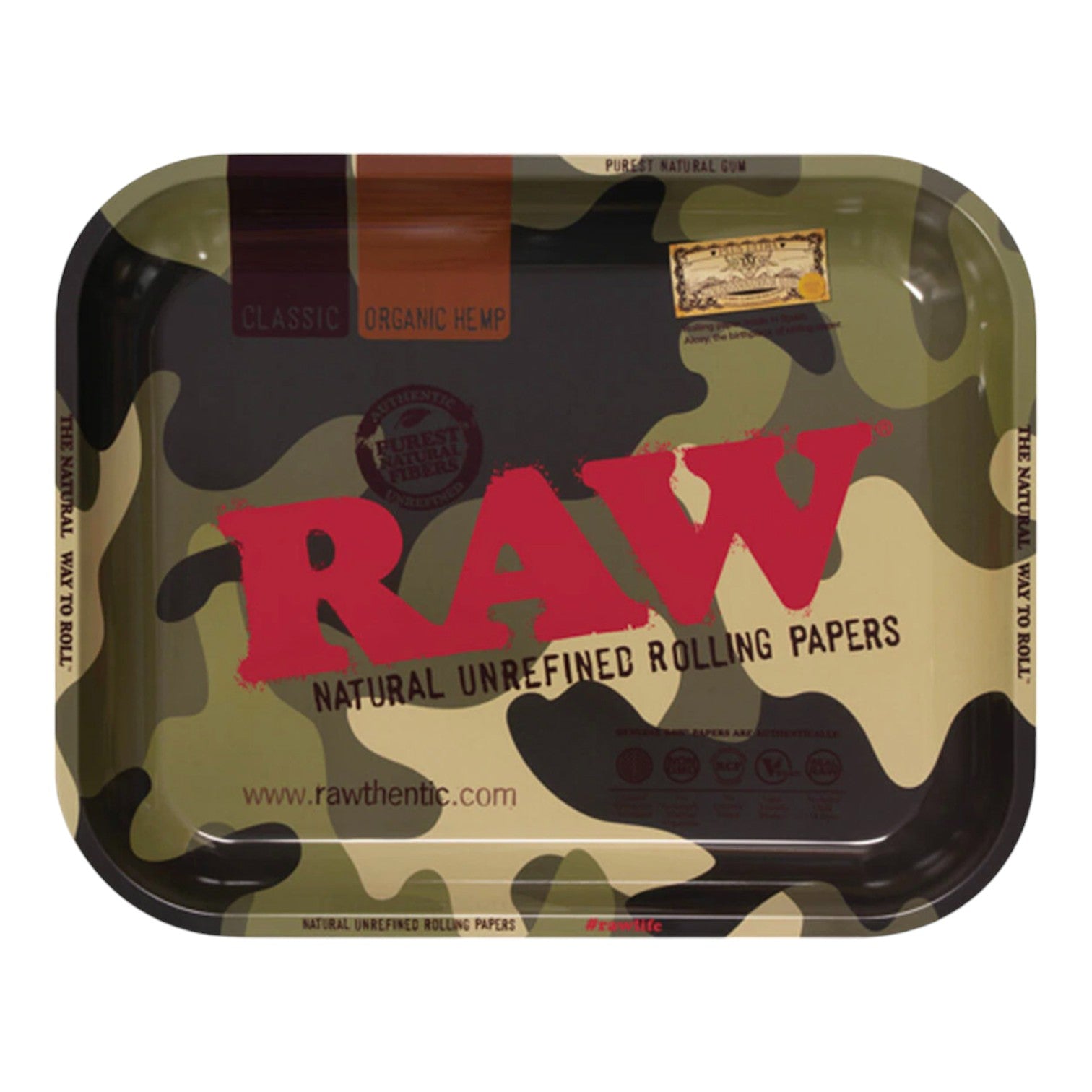 Raw CAMO Large Metal Rolling Tray (25/Mc)