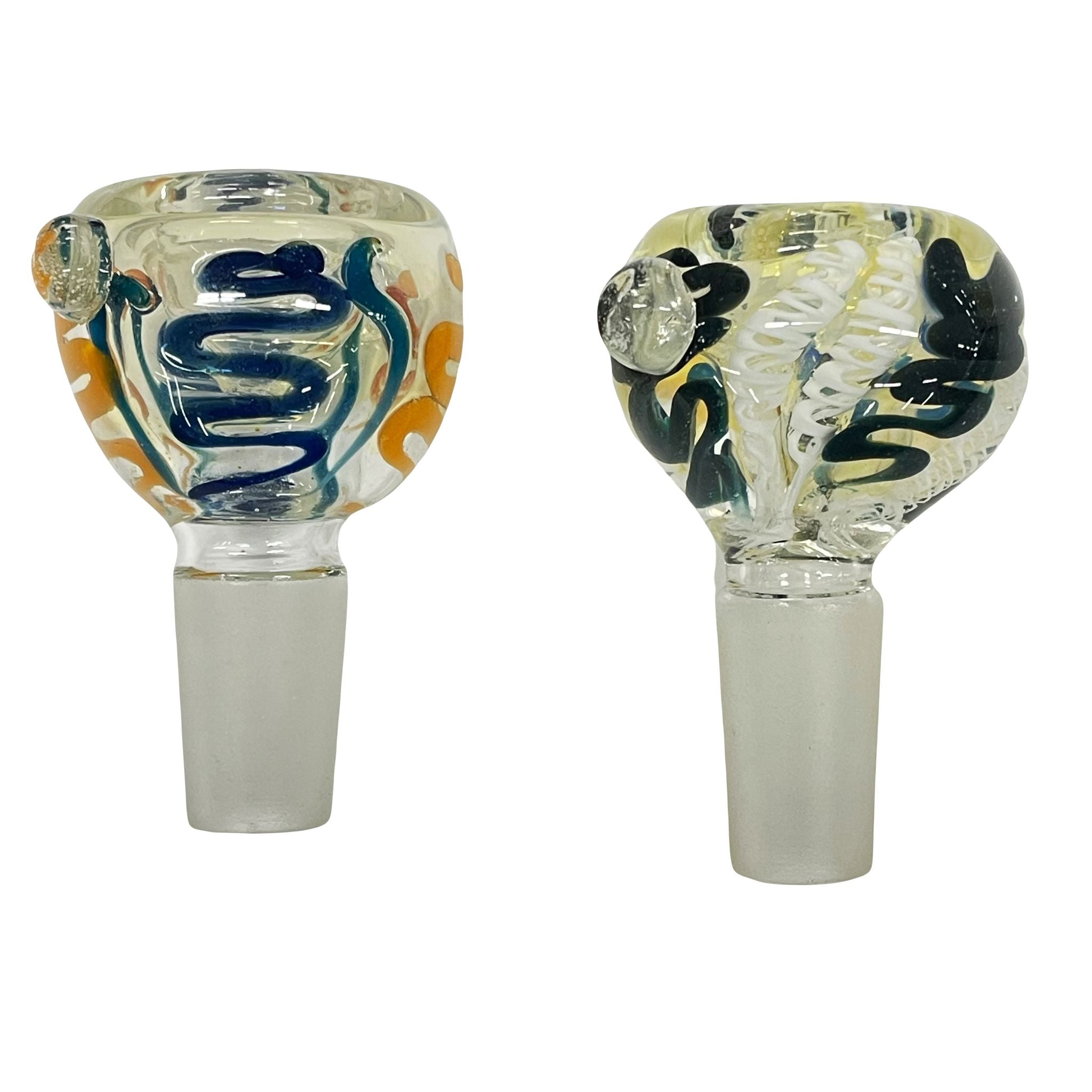 14mm Small Fumed Wigwag Male Glass Bowl - Assorted Colors