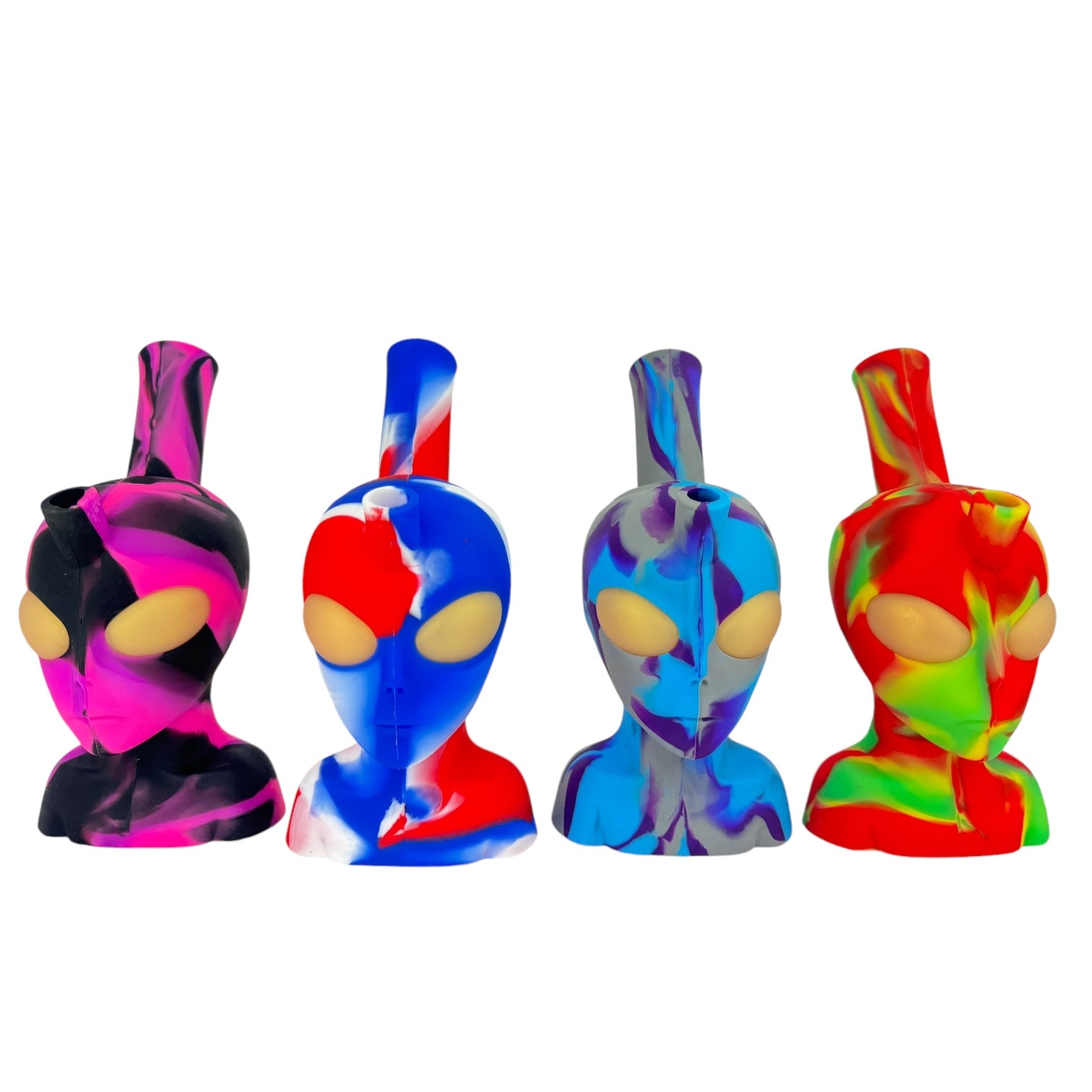 8" Alien Face Silicone Water Pipe - Assorted Colors "SWP 99"