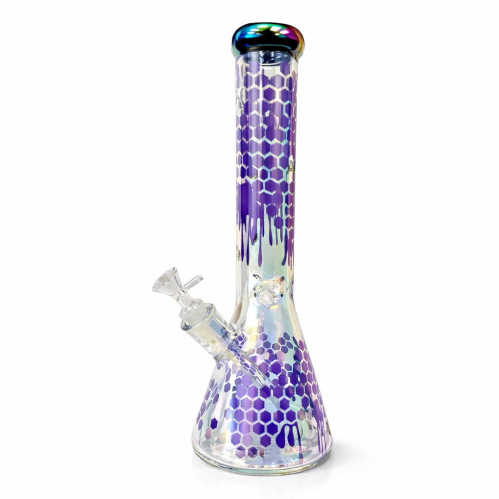 15" Cali Clouds Honey Comb Drip Glass Water Pipe "WP-63" (Assorted Colors)