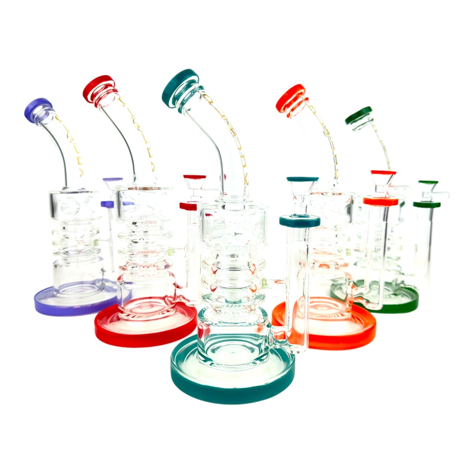 Cali Cloud X 10.5" Straight Tube Puck Bent Neck Color Honey Comb Perc Water Pipe "WP25"