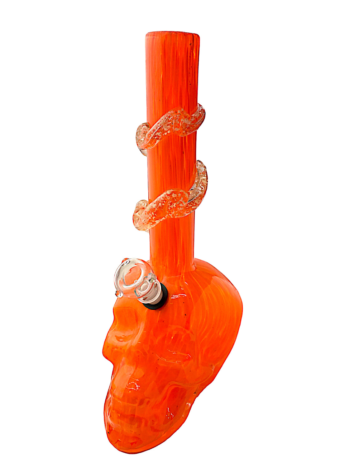 14" Skull Swirl Glass Glow in the Dark Water Pipe