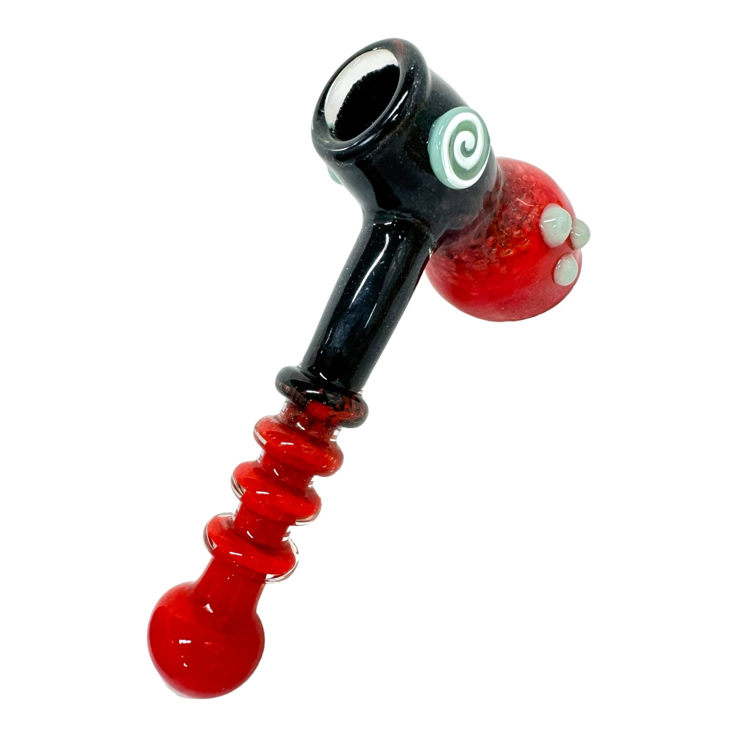 8" Frit Hammer w/ Button Rings Glass Hand Pipe (Assorted Colors)