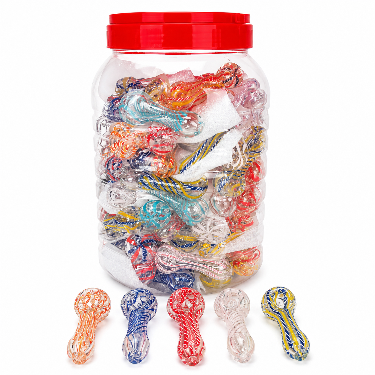 2.5" Hvy Glass Hand Pipe 38g 90ct Jar - Assorted Colors