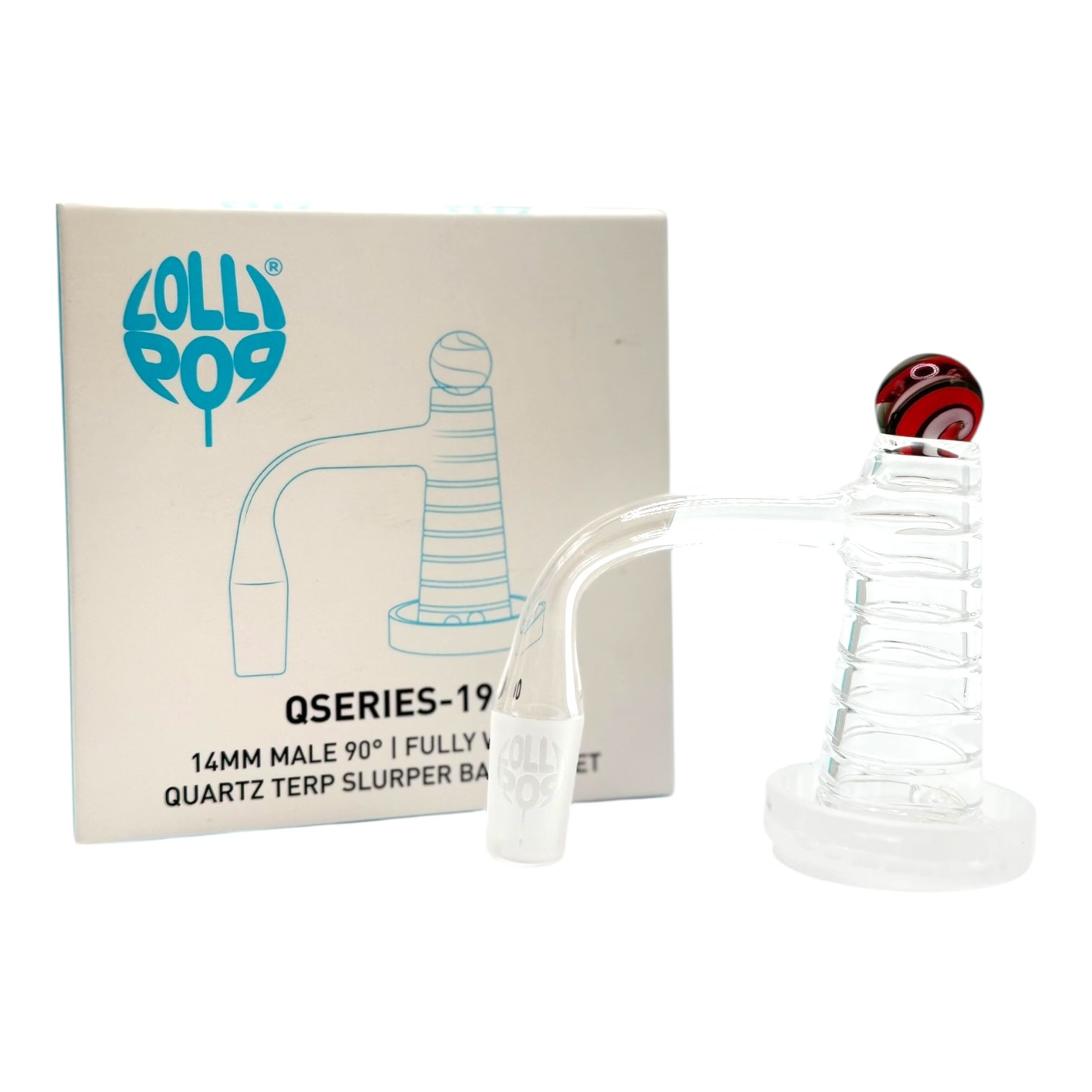 Lollipop QSeries-19 | 14mm Male 90° | Fully Welded Quartz Terp Slurper Banger Set - QZ 119