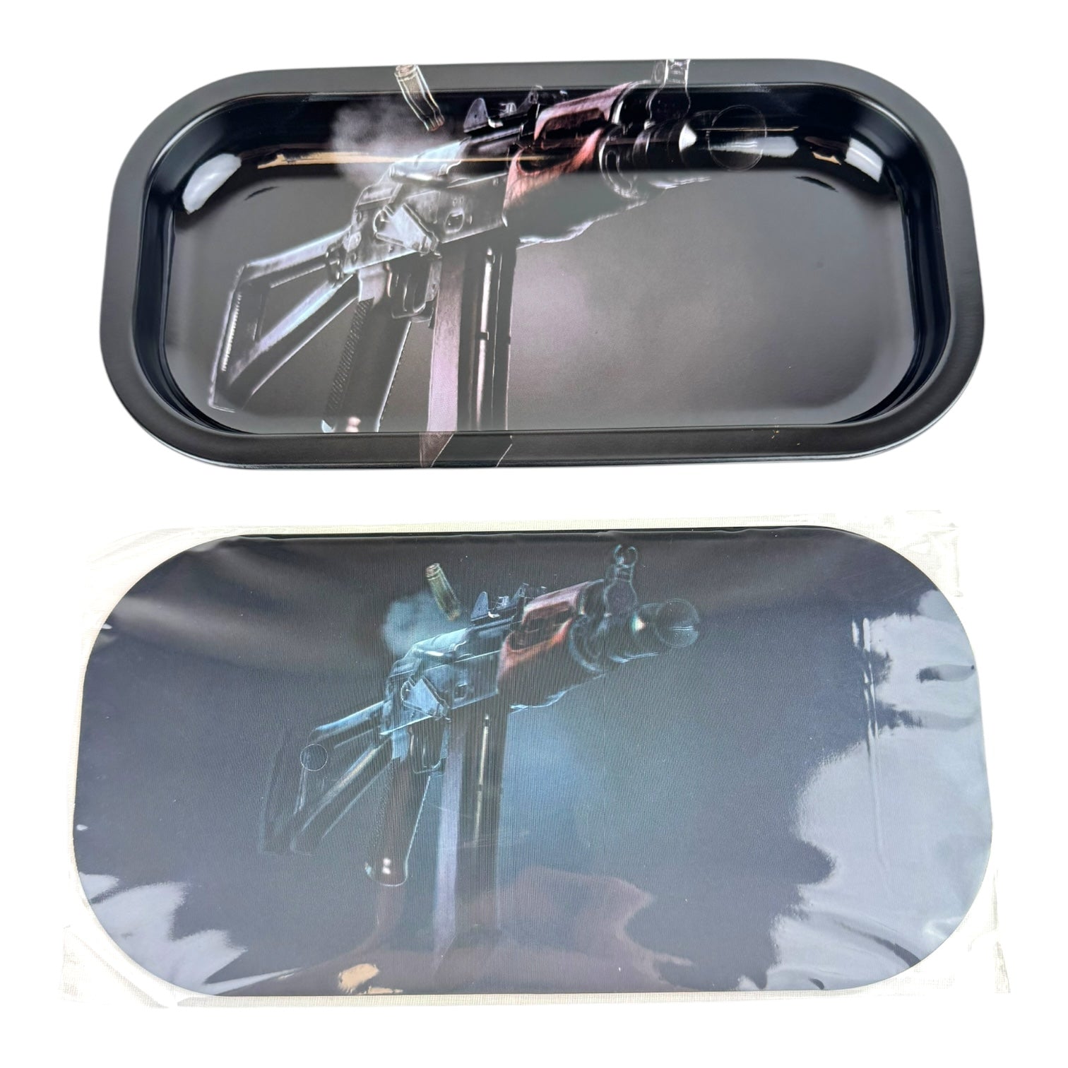 3D Small Metal Rolling Tray With Magnetic Lid 8" X 4"