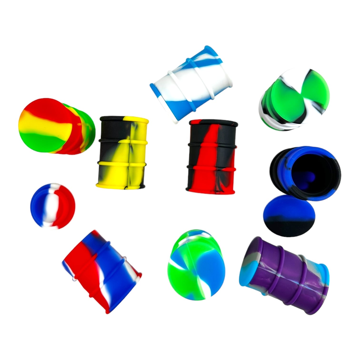 SILICONE 26ml Barrel Shape Container Jar - 15pcs Assorted Colors
