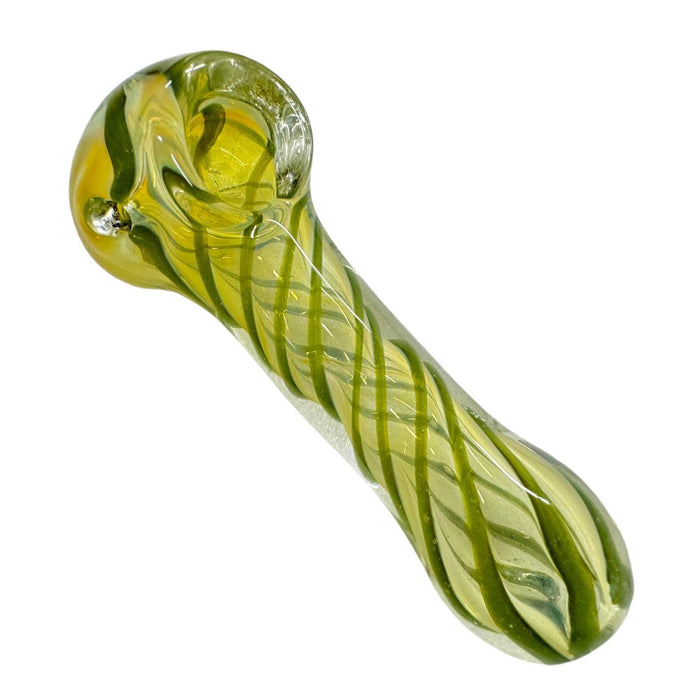 3.5" Fumed Yellow Swirly Spoon Glass Hand Pipe (Assorted Colors)