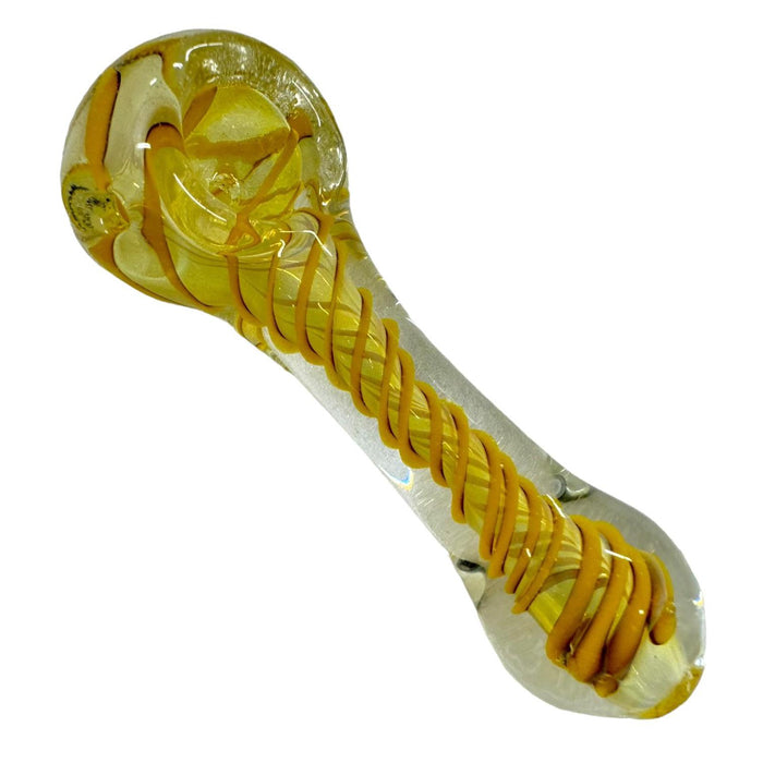 3.5" Fumed Yellow Swirly Spoon Glass Hand Pipe (Assorted Colors)
