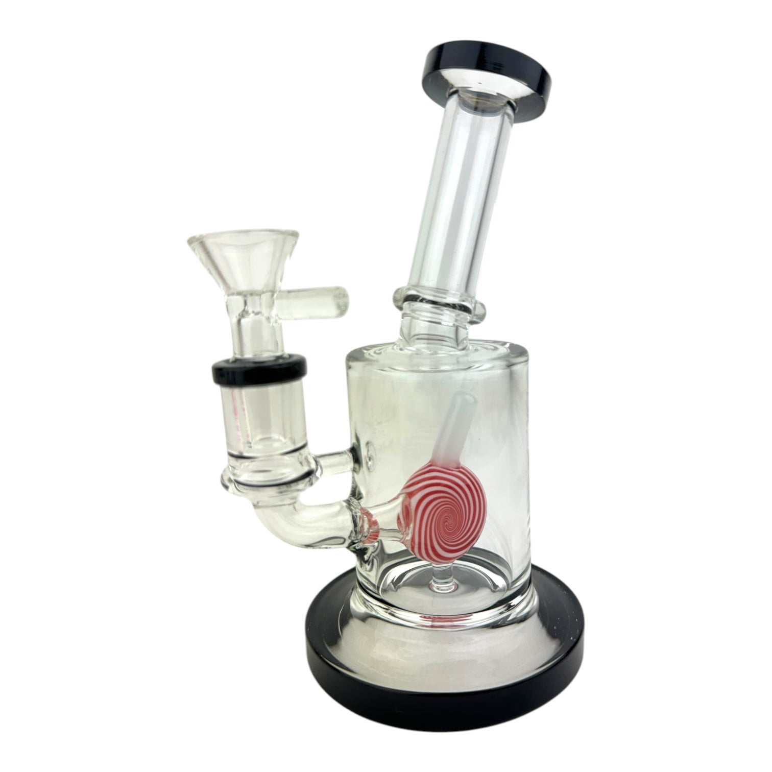 7" Lollipop Cylinder Bent Neck Glass Water Pipe (Assorted Colors)