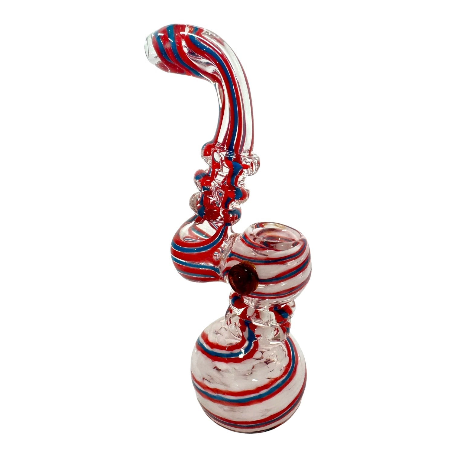 8" Candy Swirl Button Glass Bubbler (Assorted Colors)