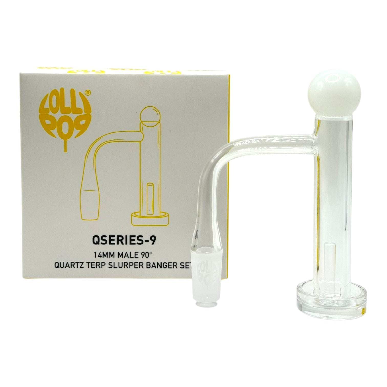 Lollipop QSeries 9 | 14mm Male 90° | Fully Welded Quartz Terp Slurper Banger Set - QZ 109