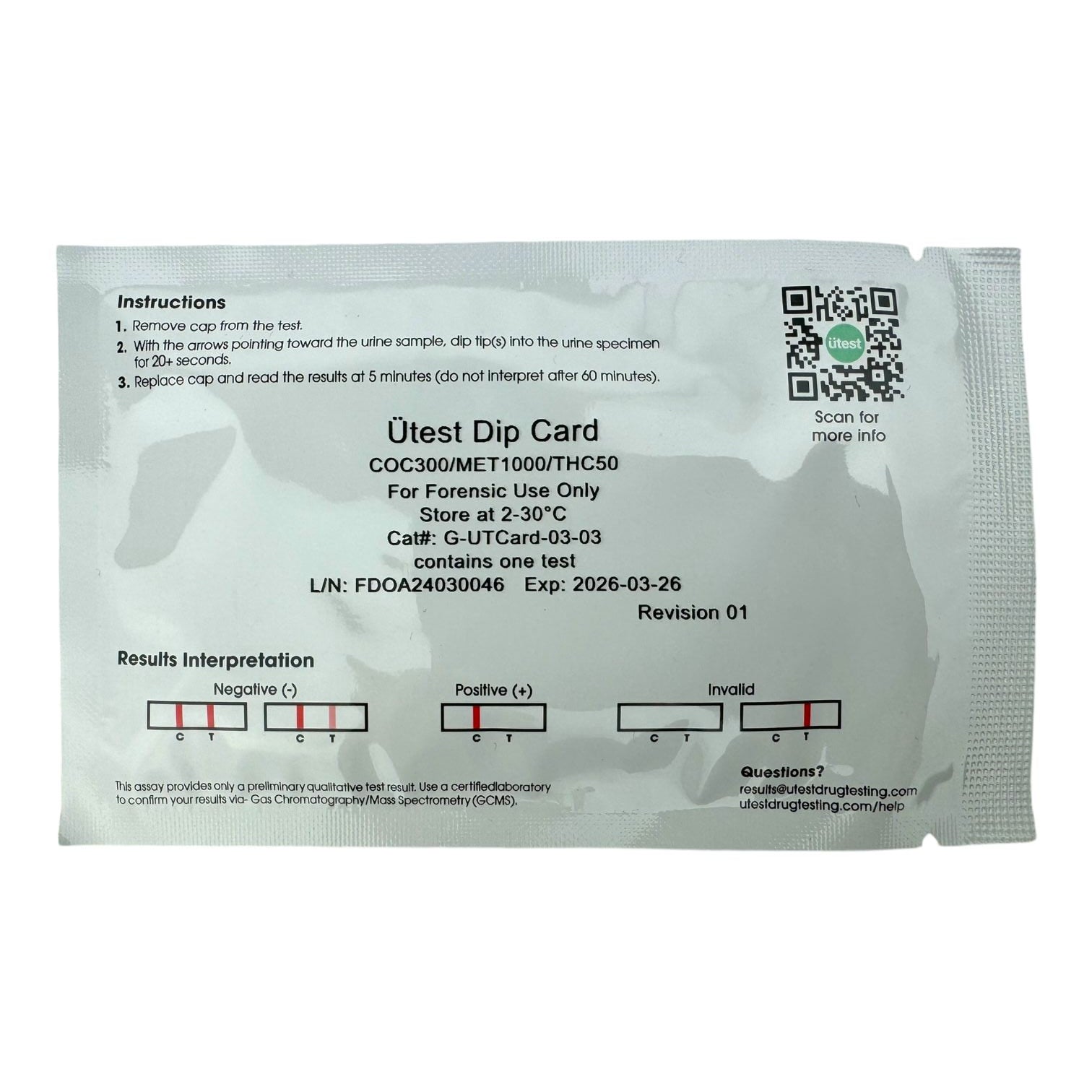 3 Panel Drug Test Kit U-test - THC, Cocaine, Meth