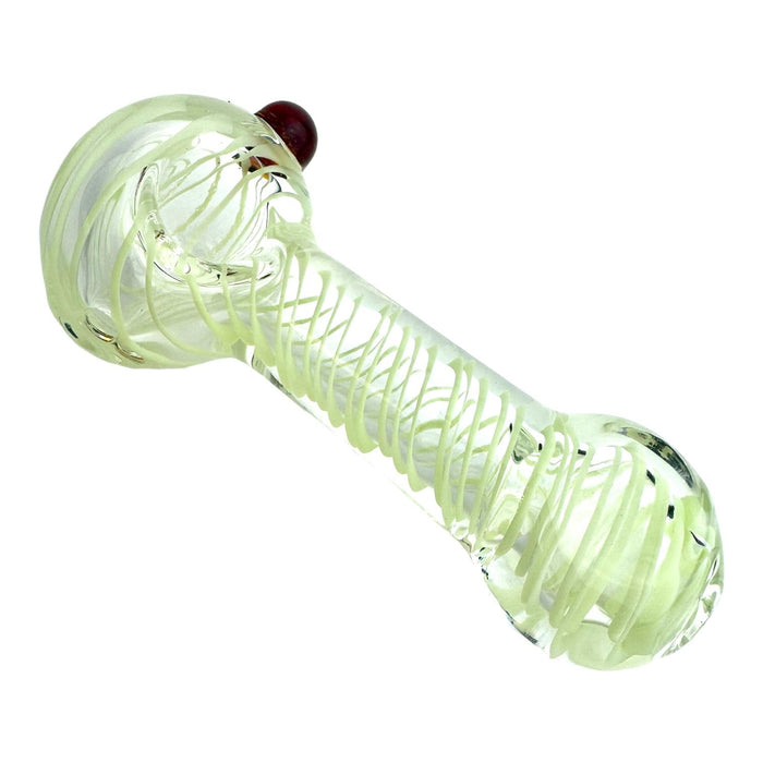 4.5" Clear Neon Swirl Button Glass Hand Pipe (Assorted Colors)