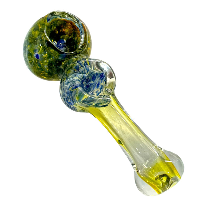 4.5" Double Bowl Frit Fumed Hand Pipe (Assorted Colors)