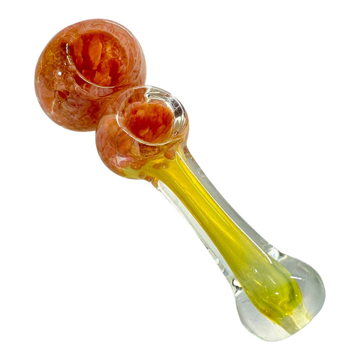 4.5" Double Bowl Frit Fumed Hand Pipe (Assorted Colors)