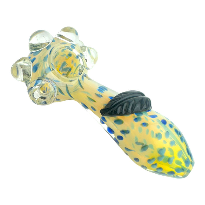 4.5" Spotted Spoon Leaf Glass Hand Pipe