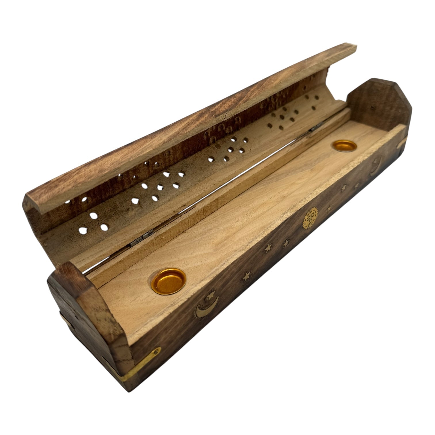 Incense Burner Wooden Coffin Box with Storage