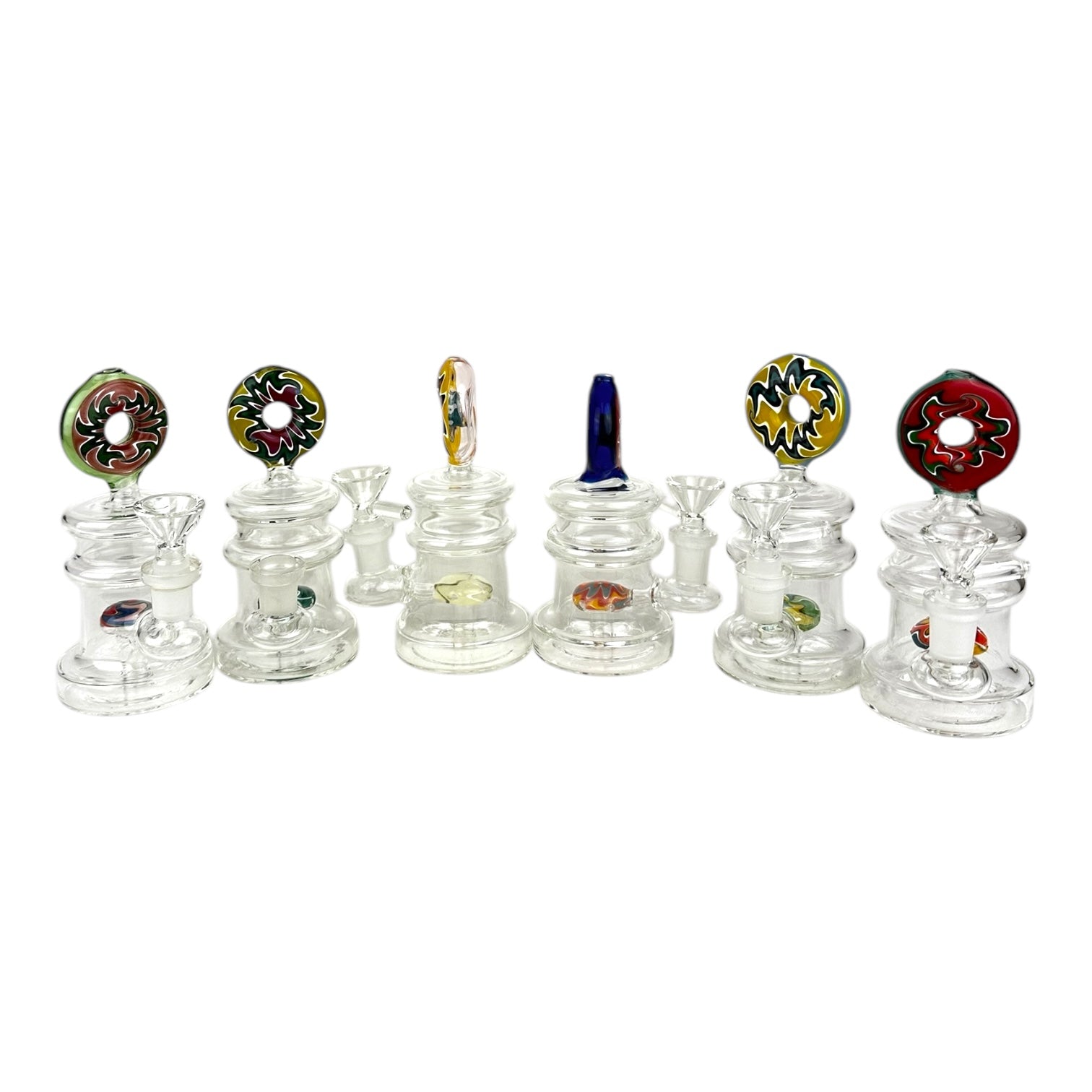 6" Donut Head WP 1221 Glass Water Pipe - Assorted Colors