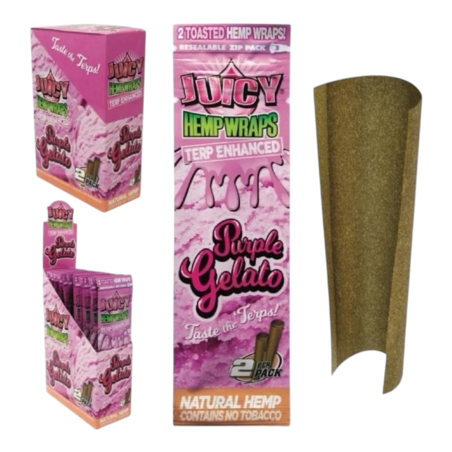 Juicy Hemp Wraps Terp Enhanced 2pk - 25x2pk Display