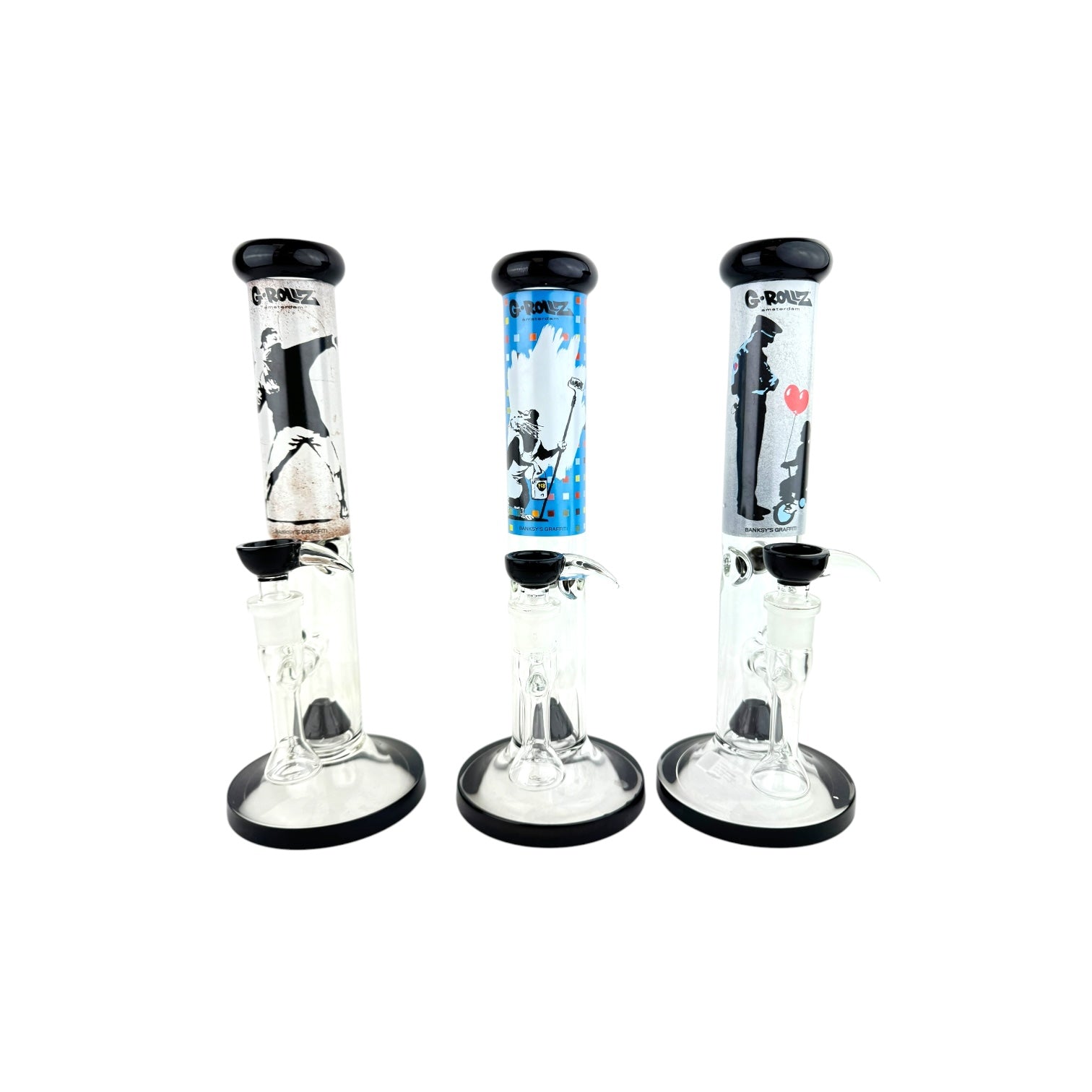 G-Rollz 13.5" Straight Thick Attached Down Stem Tube Glass Water Pipe