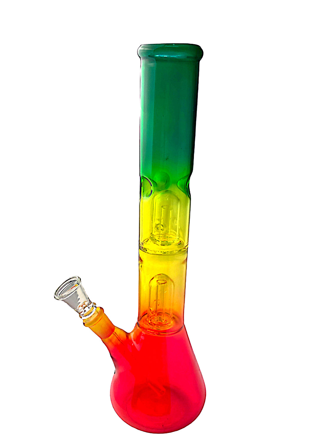 12" Clear Double Dome Colored Beaker Glass Water Pipe