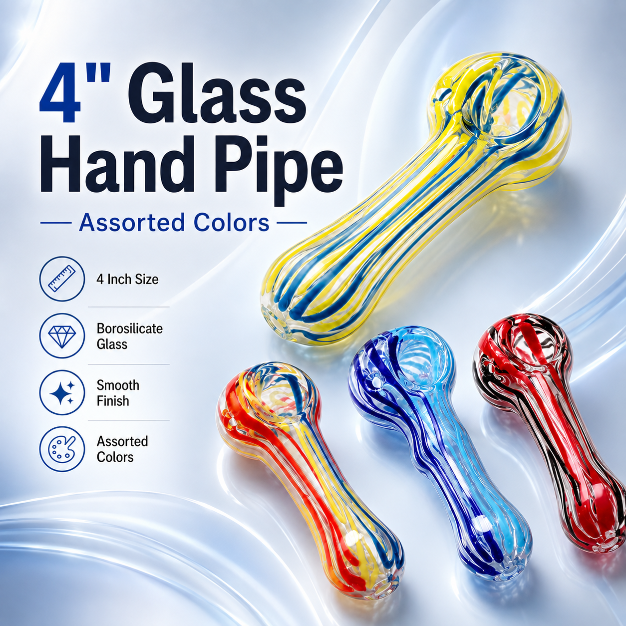 4" Glass Hand Pipe 70g I Assorted Designs