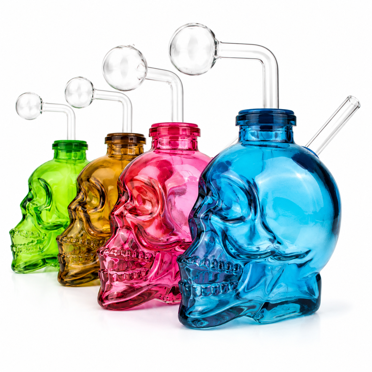 4" Heavy Glass Skull OB Water Pipe