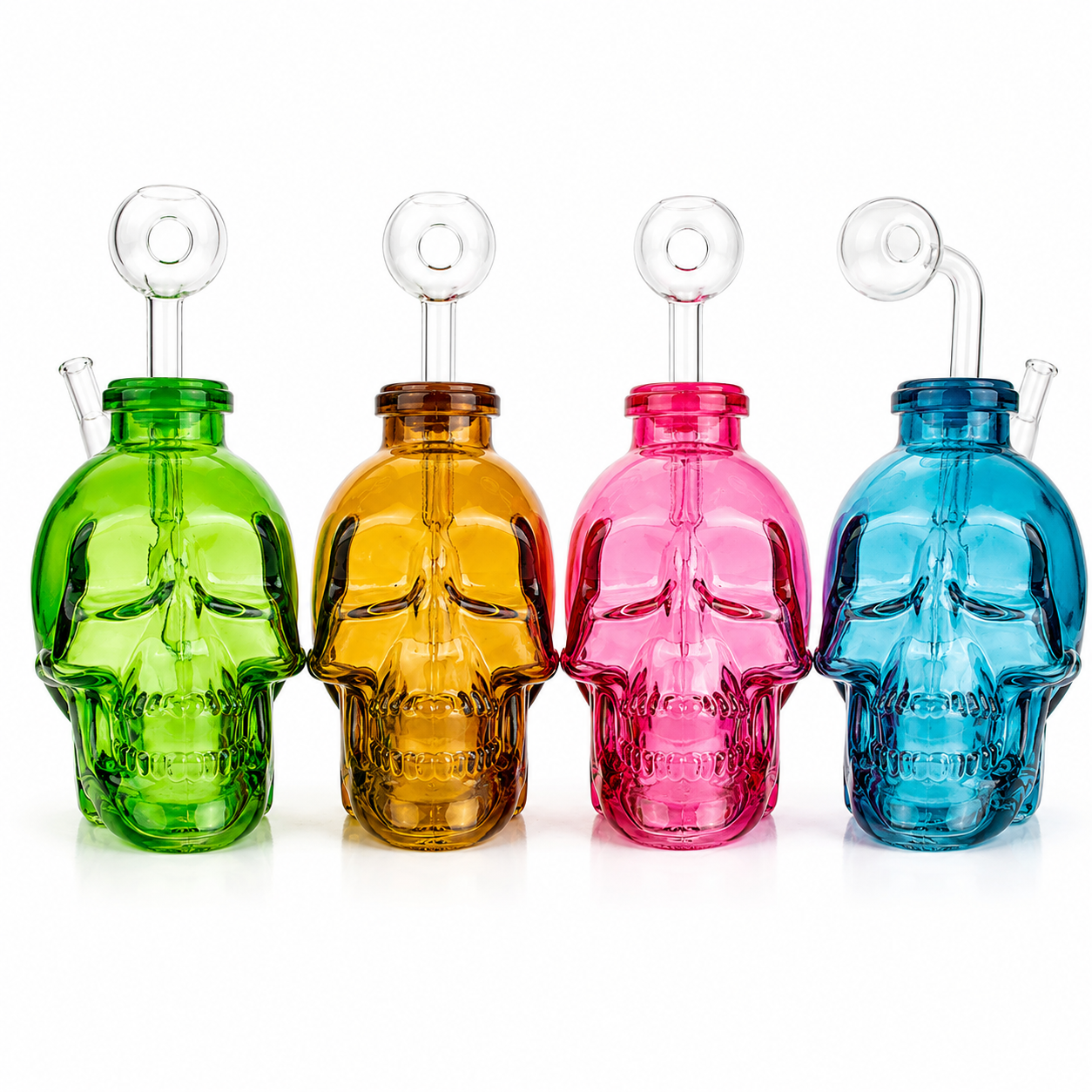 4" Heavy Glass Skull OB Water Pipe