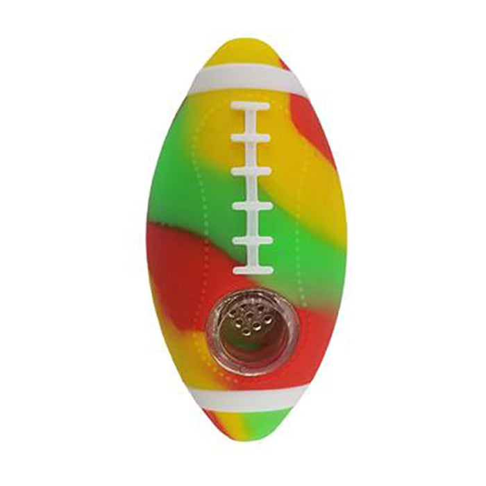 4" Silicone Football Hand Pipe With Glass Bowl (Assorted Colors)