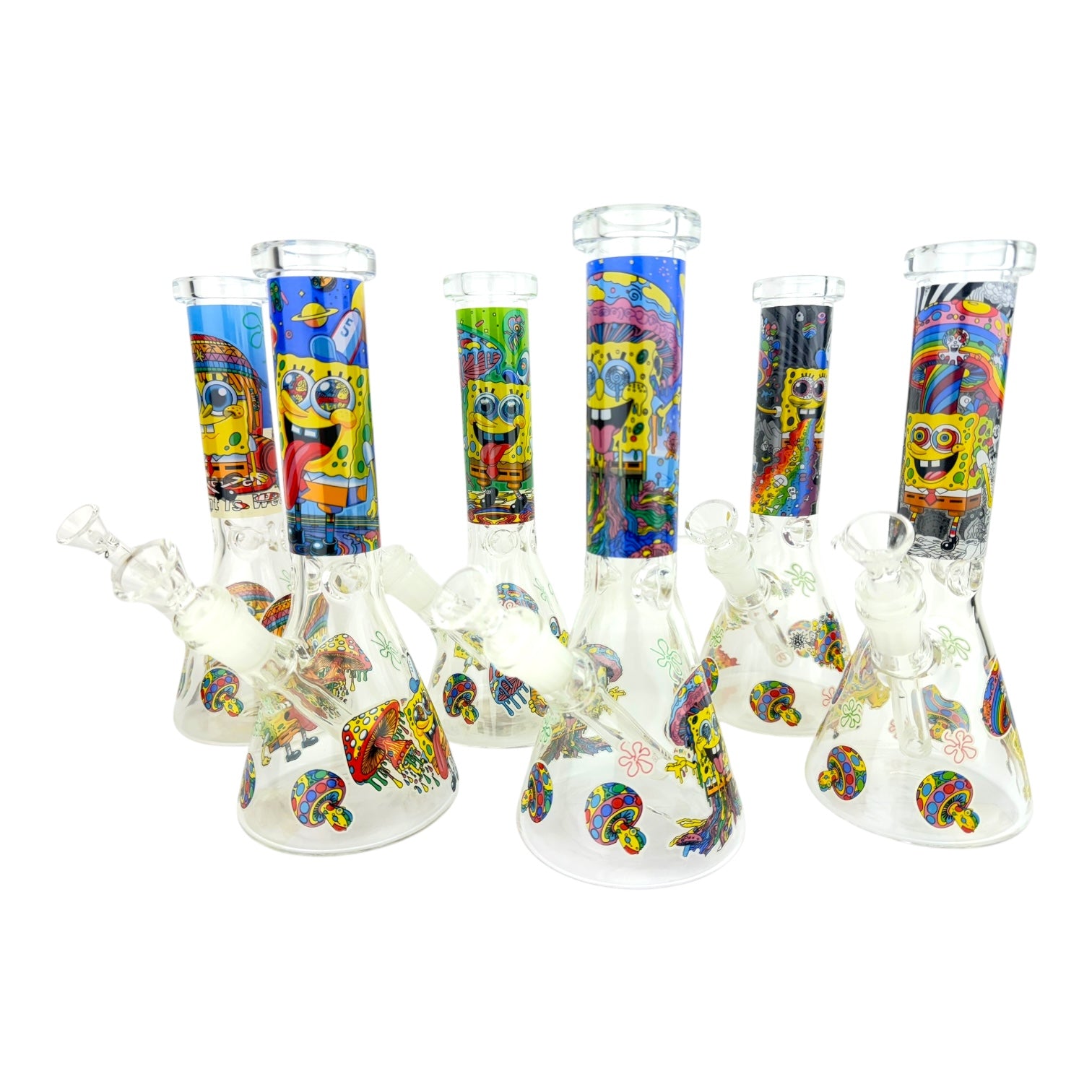 10" Sponge Character Beaker Glass Water Pipe (Assorted)