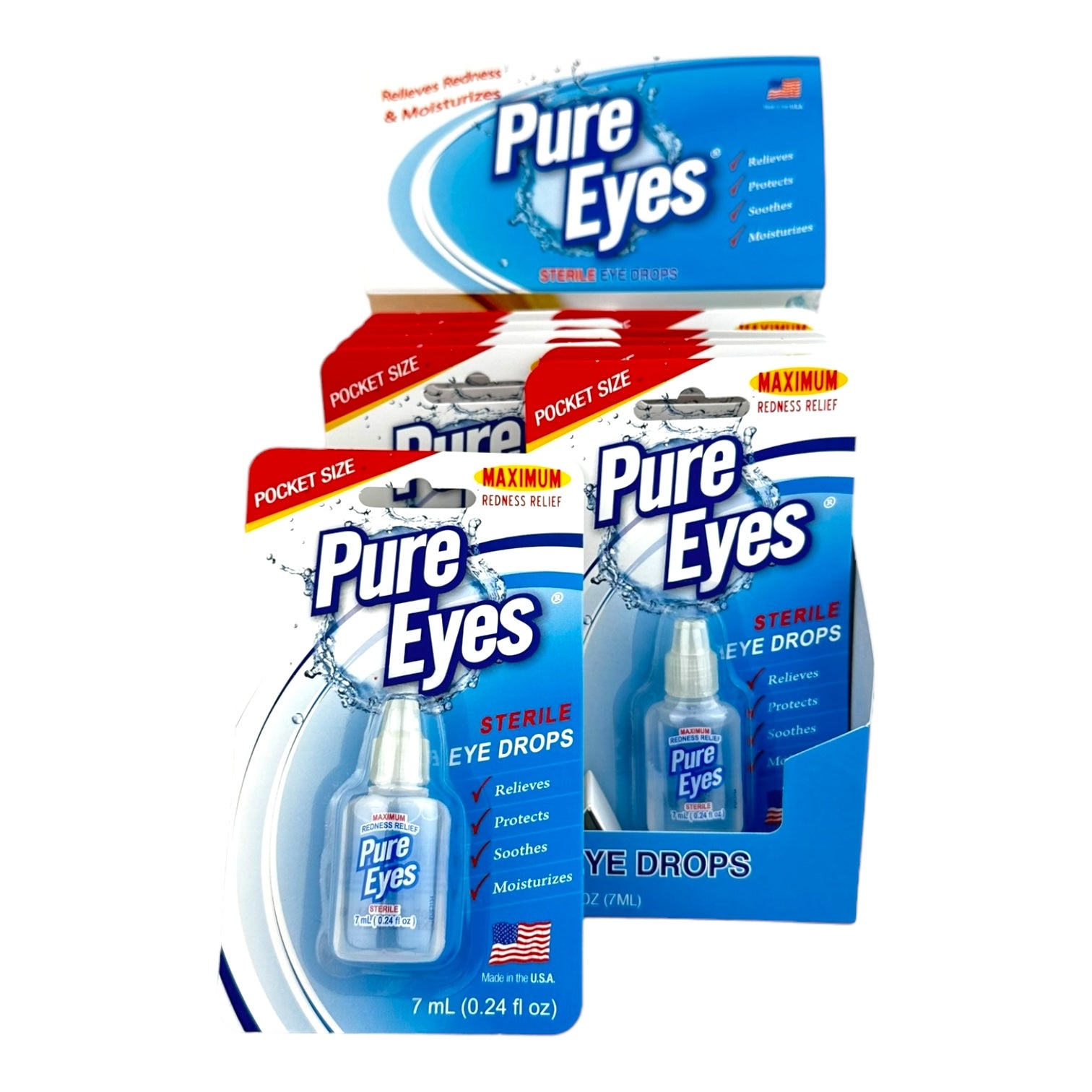 Pure Eyes Sterile Eye Drops 12ct Display | 6 Displays / Case