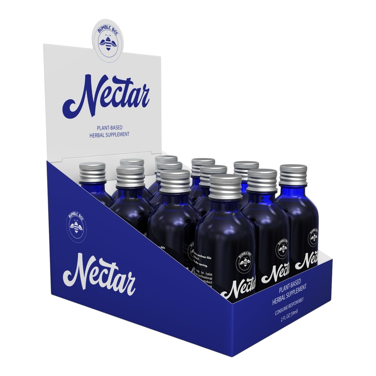 BB Nectar Kratom + Kava 2oz Liquid Shot - 12pc Display