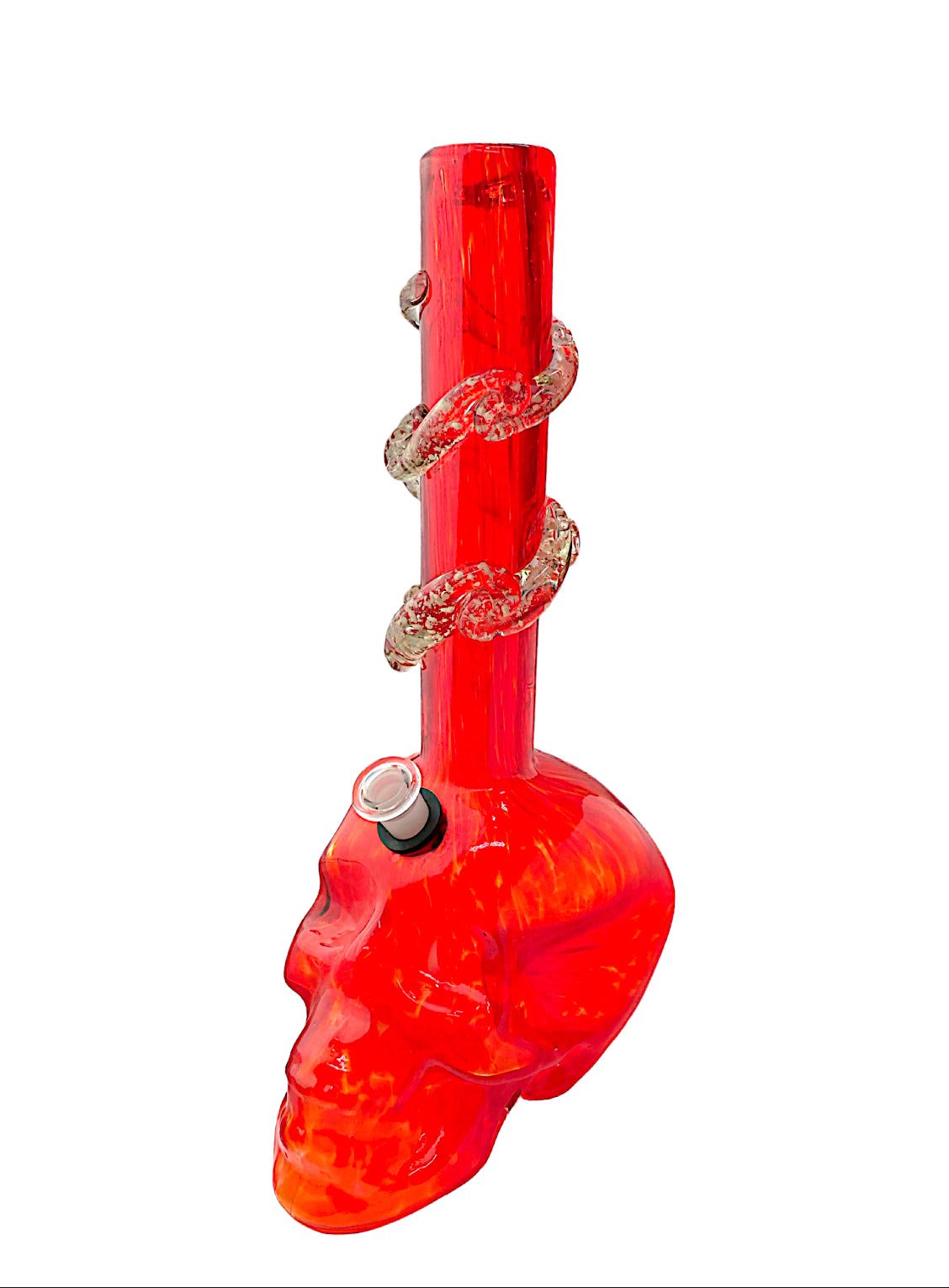 14" Skull Swirl Glass Glow in the Dark Water Pipe