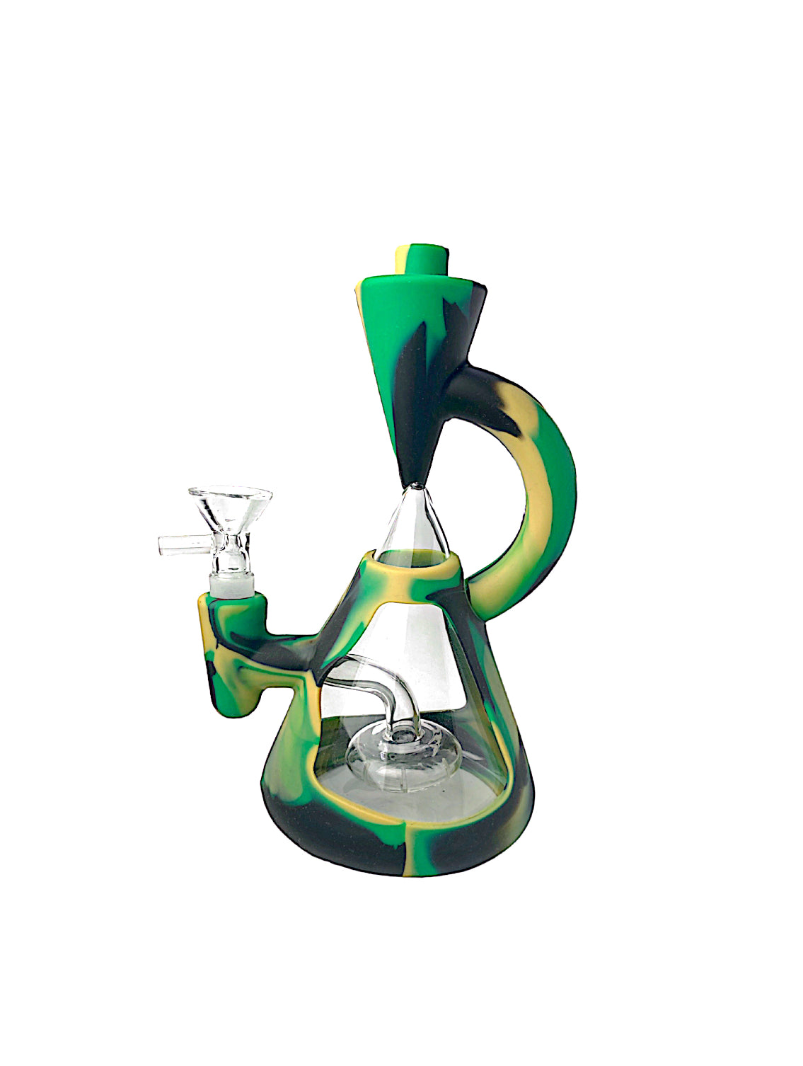 8" Unique Design Glass & Silicone Water Pipe