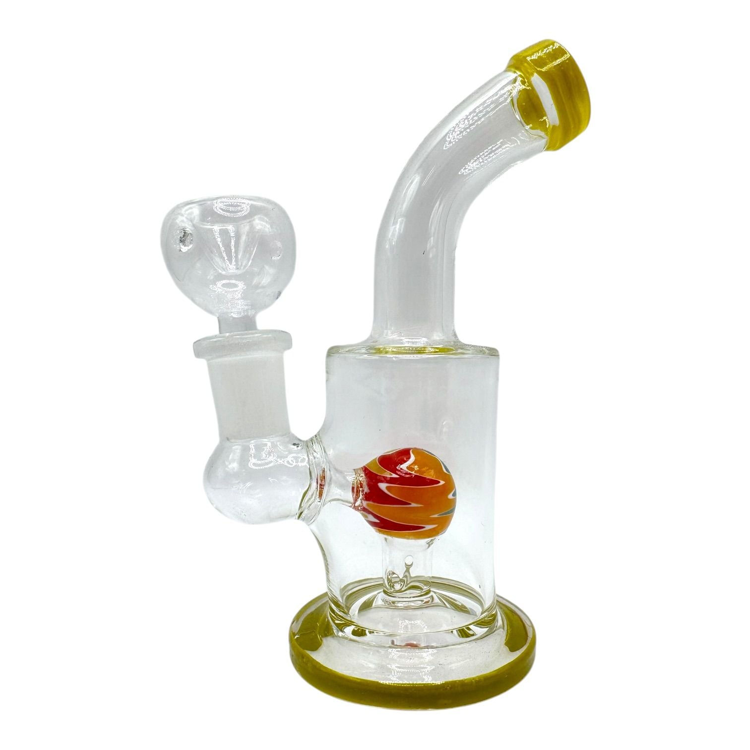5" Glass on Glass Round Multi Color Perc Water Pipe 128/MC